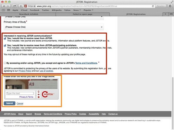 Tick the boxes with the options you would like