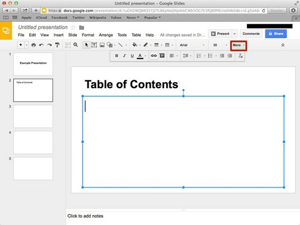 Click on the &quot;more&quot; drop down menu