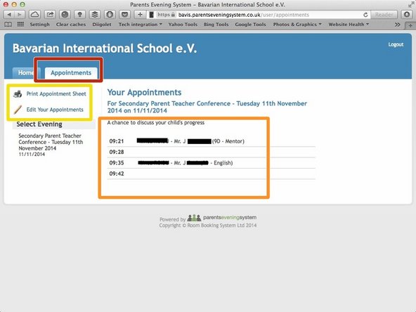 Click on the 'Appointments' tab