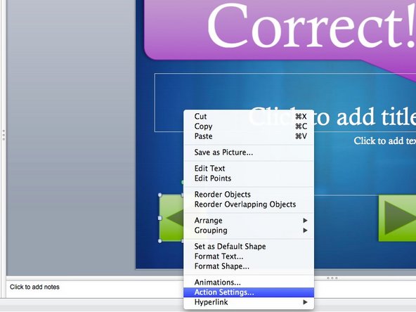 Hyperlink the buttons to their corresponding slides