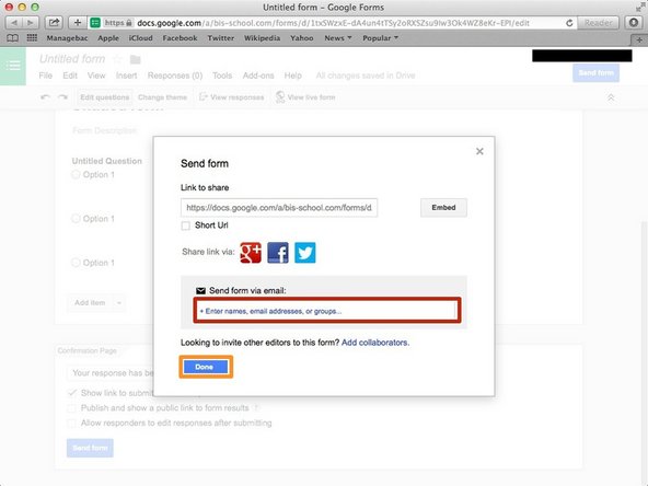Click the box, and then type the email address of the person that you want to send the survey to.
