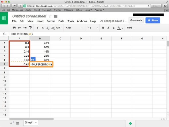 How to Calculate a Percentage in Google Sheet