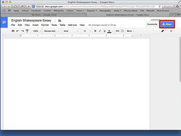 In your document click on the blue 'Share' button in the top right corner