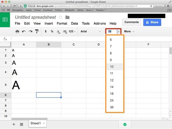 Click this box and type font size (number).