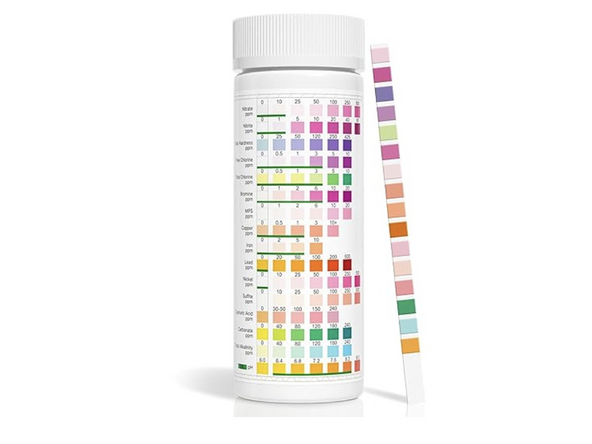 1. Water Test Kit with 16 parameters of major contaminants: total hardness, free chlorine, total chlorine, bromine, total alkalinity, pH, nitrate, nitrite, copper, iron, lead, nickel, carbonate, MPS, cyanuric acid, sulfite