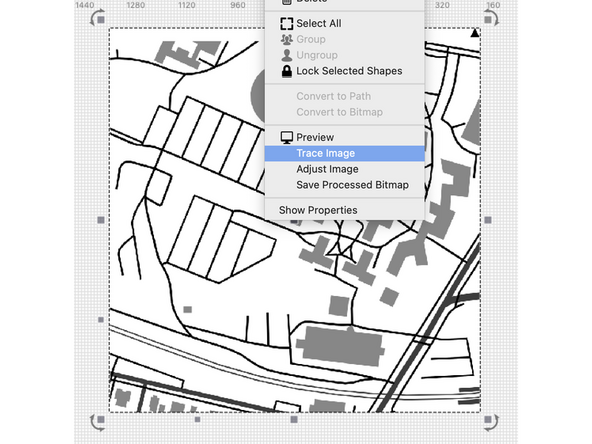 Once you add your image on LightBurn, right click and click &quot;Trace Image&quot;. Adjust the Threshold in LightBurn until there is a pink outline around all the structures