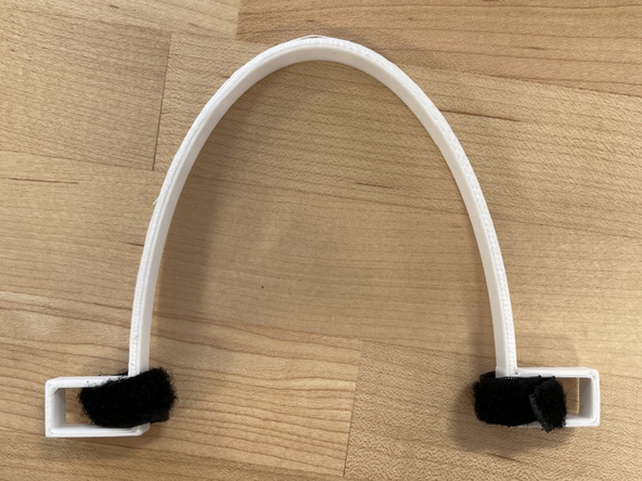 Begin the assembly process by tying the soft side of velcro to square on both sides. Make sure that the velcro “faces” inside the halo.