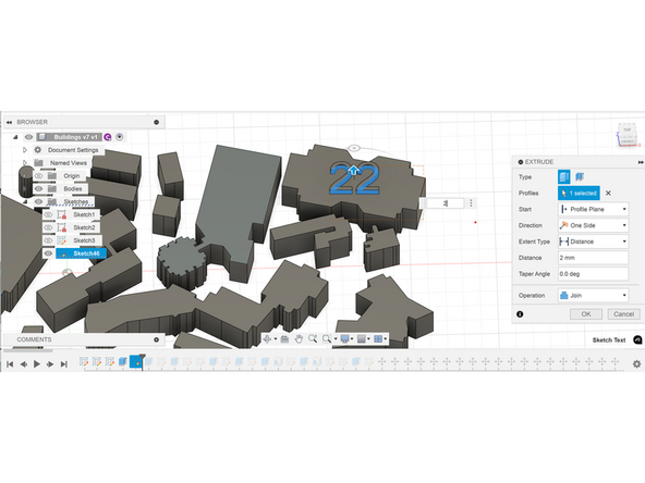 In the create dropdown, press text, then select a small area, then type in the corresponding number.