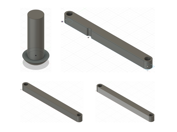 Drawing of support rods and screws
