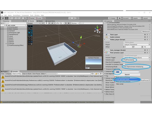 If you want to add anti-aliasing, you can select the main camera, add a  "Post Processing Layer" Component,  selecting the Volume Layer you created ealier,  and selecting the Antialising Mode that best suits your project (Fast Approximate Antialiasing might do the trick)