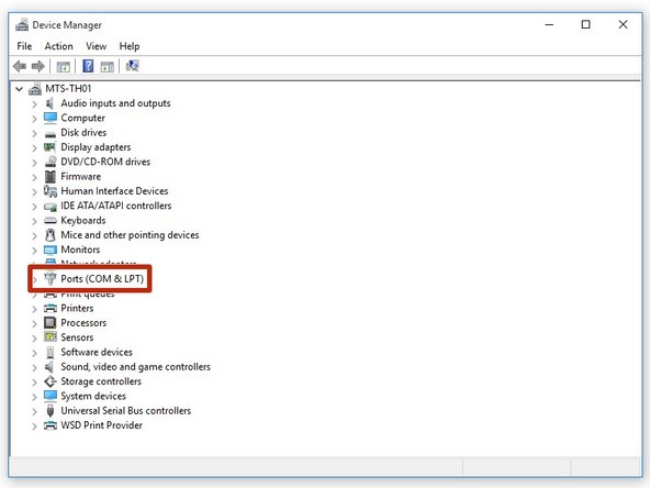 select the &quot;Ports (COM &amp; LPT)&quot; dropdown
