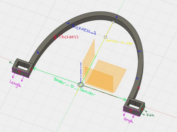 'thickness': Height of whole piece. You can change this measurement to increase / decrease the height of the Dog Halo which can change the durability of the object.