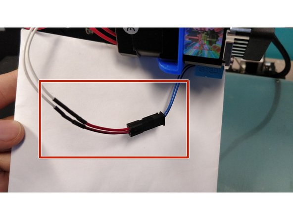 Connect the thermistor cartridge to the wires for the old thermistor. Ideally you should solder the Molex Microfit 3.0 connector to the printer-side of the cable so that you can replace the cartridge if you need to.