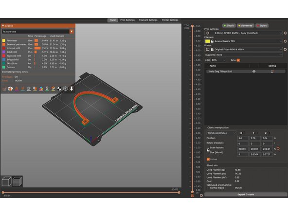 This design is parametric, so you can open it with Autodesk Fusion to create any changes to the parametric sizing to better fit your dog.