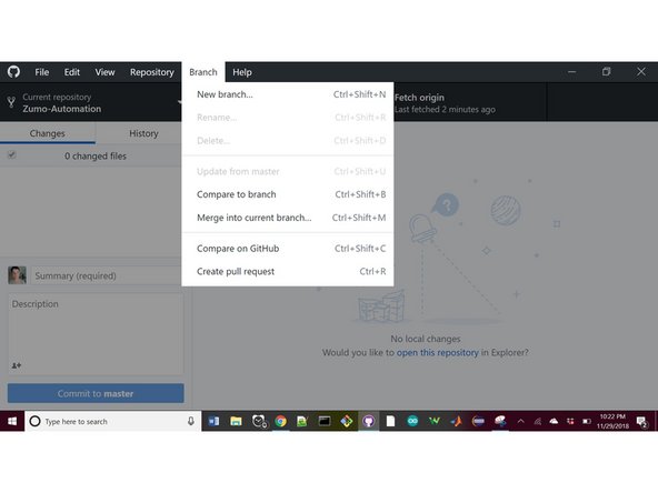 When you want your project changes to be updated to the main project, click branch--&gt; create pull request in github desktop