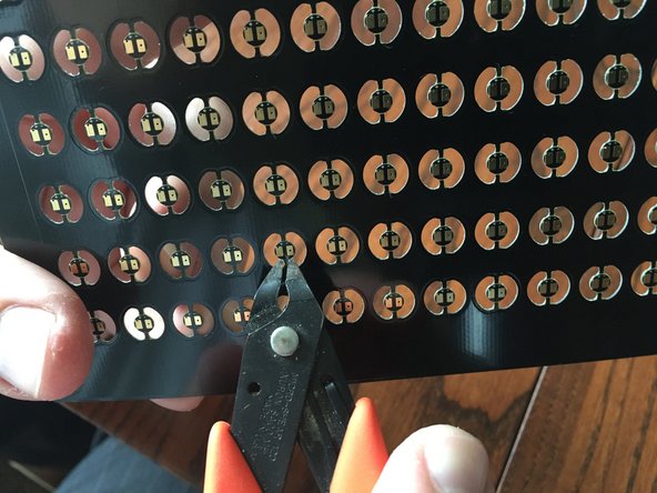 Before soldering wires to the Pico LED Light Boards, we recommend pre-cutting the bottom &quot;finger&quot; on each light board-- this will make it easier later to separate the light board from the panel without needing to stress or bend the wire after soldering.