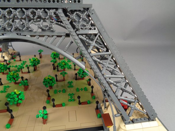 Using the same process as with the previous three light strip pairs, mount the 7th and 8th light strip in the fourth pillar with the strip connected to plug #1 on the adapter board on the inside facing outward and the strip connected to plug #2 on the adapter board on the outside facing inward.