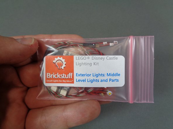 For the following steps, you will use the parts in the bag labeled &quot;Exterior Lights: Middle Level Lights and Parts.&quot;