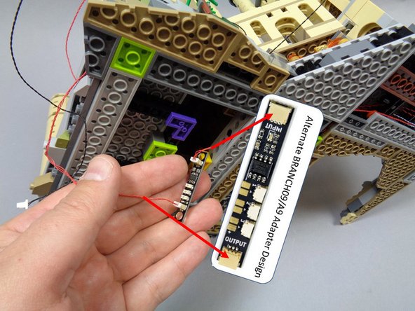 After you have confirmed that all lights are working, you can disconnect the BRANCH09 adapter board under the castle.