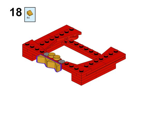 You will have two red 1x4 LEGO® plates left over after assembling the frame.  You will use these to attach the frame to the wall of the Palace Cinema.