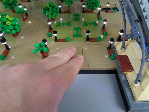 As shown in the second photo, all lamp posts in Section 2 should now be lit up.  If any lamp posts are not lit, troubleshoot using the procedures described earlier in this guide.