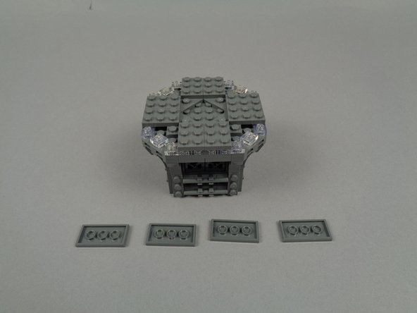 The photos for this step show the parts to begin removing from your broadcast tower to make room for the flexible light strip.