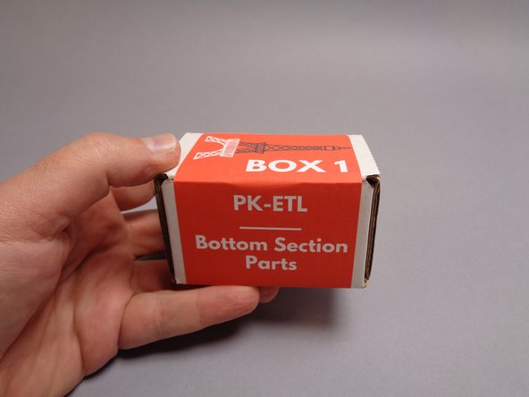 As shown in the first photo for this step, you will begin installation of your light kit with the parts included in Box 1.