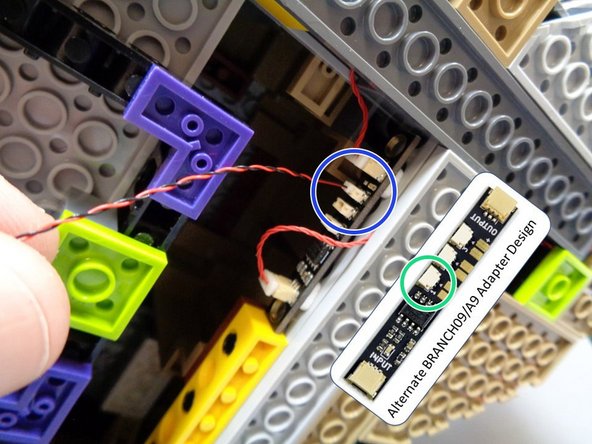 Run the light wire down under the Room of Requirement and over toward the BRANCH09 adapter you recently mounted.
