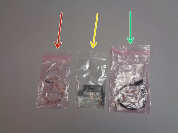 The arrows in the second photo for this step show the three bags included inside Box 3.