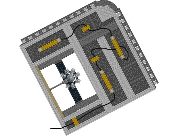 When installing Light Strips in a LEGO® creation, you can use the 1x6 plate the strip is mounted on to hide slack in the wires.  Loop the connecting cable underneath the plate holding the Light Strip as shown in the illustrations.