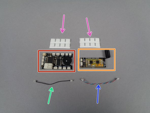 Inside your BOX #2 there will be a small pink bag with six parts inside, as shown in the first photo for this step: