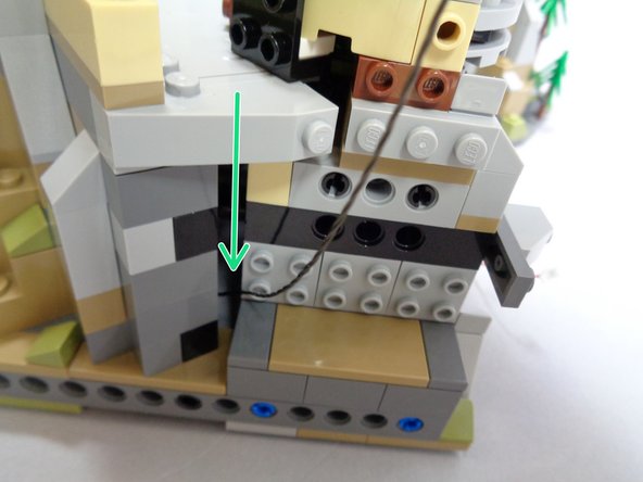 As shown in the second photo, you should have your BRANCH09X adapter board with the three staircase lights connected to plugs #1, #2, and #3, and with the 24&quot; 3-wire connecting cable plugged into the INPUT plug (green arrow).
