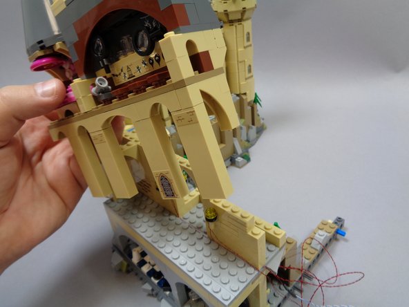 After you have verified that all lights are operational, you can begin re-assembling the castle sections as shown.