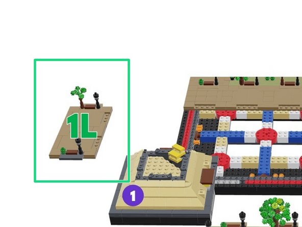 Next you will mount Microflex LED lights in the two lamp posts in Panel 1L.  The illustration for this step shows that panel.