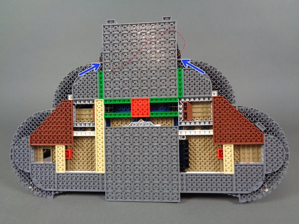 Before tilting your castle backward, make sure you have a flat surface behind the castle that is large enough for the castle to fit when on its side.  It is also a good idea to place a blanket or other soft towel behind the castle as you tilt it backward.