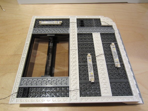 Regardless of the wiring arrangement you use, you should plan on using three Brickstuff Light Strips (or the equivalent of six LEDs) per floor of a LEGO® Modular Building.