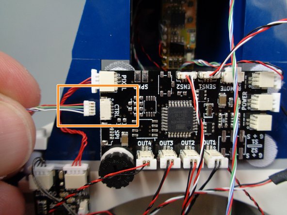 As shown in the second photo, your sound module has two wires, one with a large white 2-wire connector (blue arrow in the second photo) and one with a smaller 4-wire connector (green arrow in the second photo).