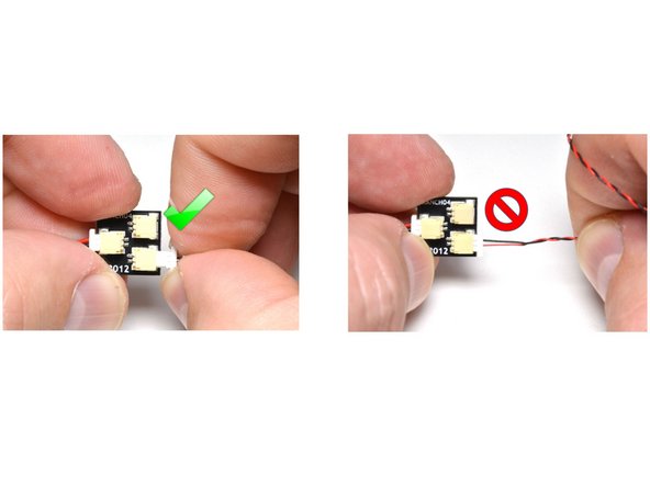 When removing plugs, to not pull from the wire.  As shown in the third photo in this step, use your fingers to pinch the tabs on larger plugs and pull on the tabs to remove.