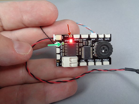 As shown by the green circle in the photo, connect the power connecting cable to any of the three small power plugs on the main effect controller.