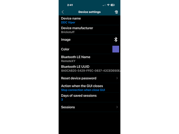 As shown in the screenshot for this step, the Device Settings page gives you several options.