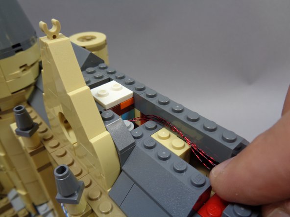 Run the stained glass window wires as shown in the second photo.