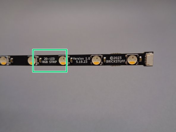 You can identify which type of light strip you're working with by looking at the end with the connecting plug (or, for the 17-LED strips, the INPUT connector end), as shown by the green box in the second photo.