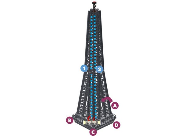 The illustration for this step shows how you will mount the next light strip pair.  The positioning of each strip will be the same as with the pervious pair: