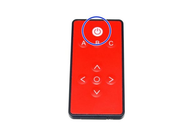 The main power button on the remote (blue circle) turns master power on or off to the entire setup.