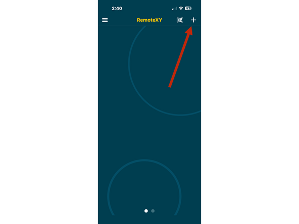 After your have successfully downloaded and installed the RemoteXY app, open it on your device.  You should see a screen similar to the one shown in the screenshot for this step.