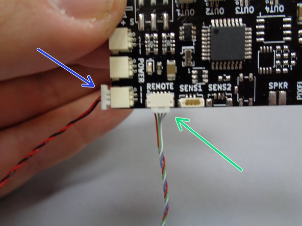 Remove the remote control receiver module from Bag 1.  The first photo shows what the remote receiver module looks like.