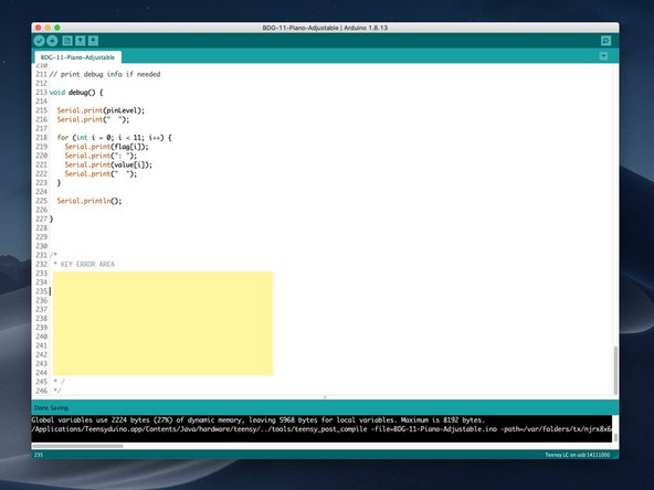 Since we are programming the Invention Board to act as a keyboard, things can go... wrong. If you plug it in and trigger a pin it will start typing! This is great if you have the piano loaded up but bad if you have the code as the frontmost window.