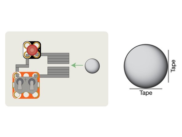 You'll need to place part of the Maker Tape on the floor of the maze and part on the wall at the end of the maze so when the ball comes to rest at the end it can make contact between the two pieces and complete the circuit.
