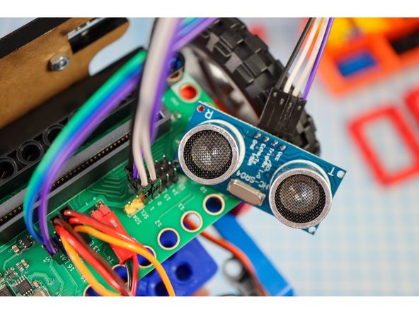 Use 4 wires to connect the Distance Sensor to the Bit Board like this: Trig to Pin 0, Echo to Pin 1, VCC to &quot;+&quot;, and GND to &quot;-&quot;.