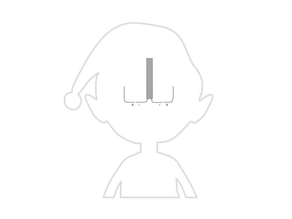 Add the center piece of Maker Tape to the LED legs. (This will connect the negative legs to the negative side of the battery.)